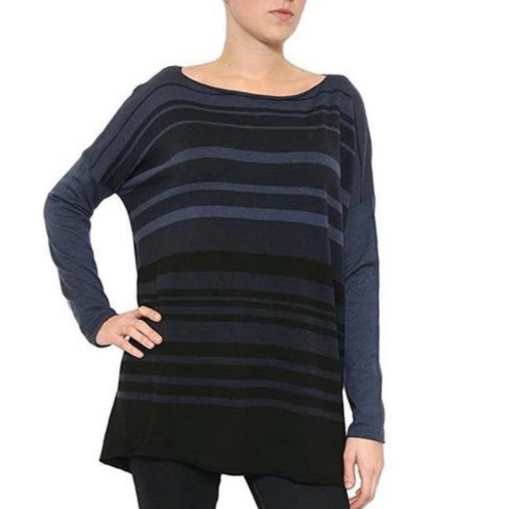 Vince Wool Pullover Sweater, Blue Striped, XS